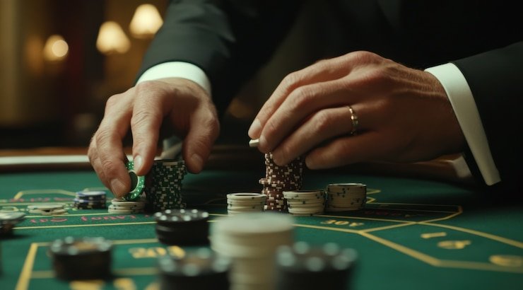 Studio dealer langsung virus bola menampilkan meja roulette dengan dealer profesional